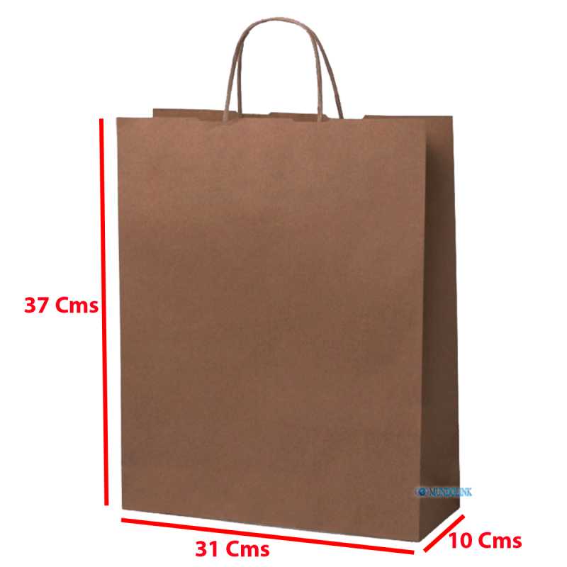 12 Bolsas Papel Kraft 120 Gr 37x31x10 Cm Biodegradable Ecologicas