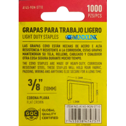 2000 Grapas Acero Covo Corona Plana Tapicería 3/8 (10mm)