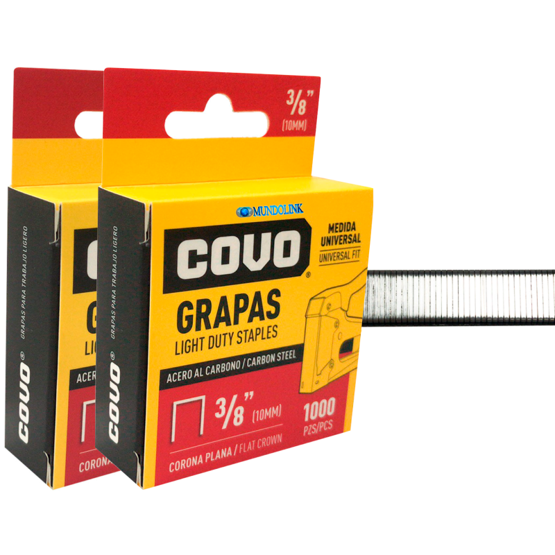 2000 Grapas Acero Covo Corona Plana Tapicería 3/8 (10mm)