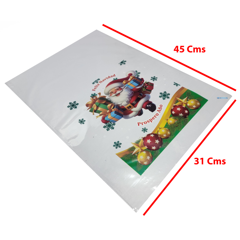 50 Bolsas Navidad Matrimonio Vino Galletas Traslucida 31x45 cms